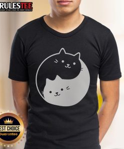Alt Text: Adorable Cute Yin Yang Cat T-Shirt featuring a playful cat design in a classic black and white yin yang style.
