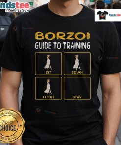 Funny Borzoi T-Shirt depicting a humorous guide to training dog obedience for pet owners and dog lovers.