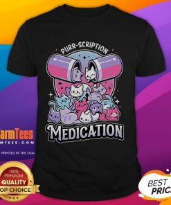 Funny cats medicine happy kitten pill T-shirt featuring a playful kitten and vibrant graphics for pet lovers.