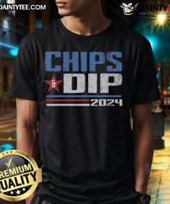 Funny Chips And Dip 2024 Election Parody T-Shirt featuring humorous graphics on a vibrant tee for election season.