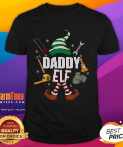 Funny Daddy Elf Christmas Gift Matching Family T-Shirt featuring a playful elf design for festive family celebrations.