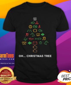 Funny Dash Lit Like A Christmas Tree T-Shirt featuring a playful design and vibrant colors perfect for holiday celebrations.