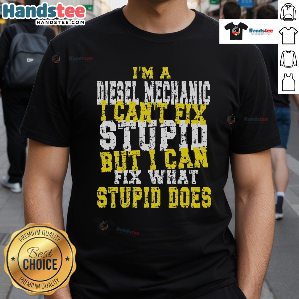 Funny Diesel Mechanic Quote Can'T Fix Stupid T Shirt Funny Diesel Mechanic Quote 'Can't Fix Stupid' T-Shirt design featuring bold text and a playful mechanic theme.