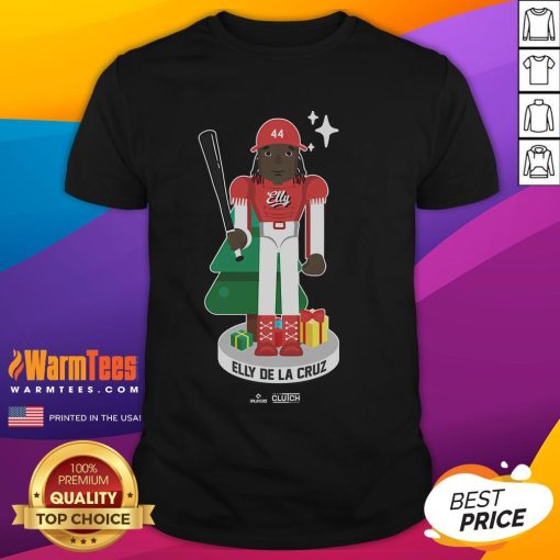 Funny Elly De La Cruz MLBPA Nutcracker T-Shirt featuring a humorous design for baseball fans and holiday cheer.