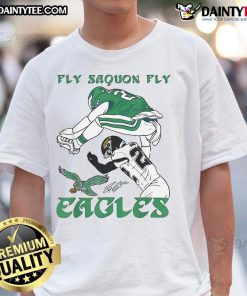 Funny Fly Saquon Fly Eagles Barkley The Reverse Hurdle 2024 T-Shirt showcasing a playful design with football themes.