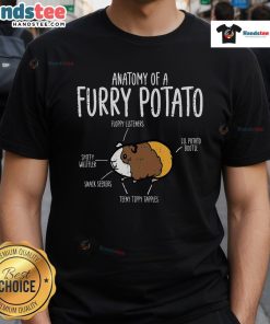 Funny Guinea Pig Anatomy graphic on a Furry Potato Cavy T-Shirt, showcasing cute illustrations and playful design.
