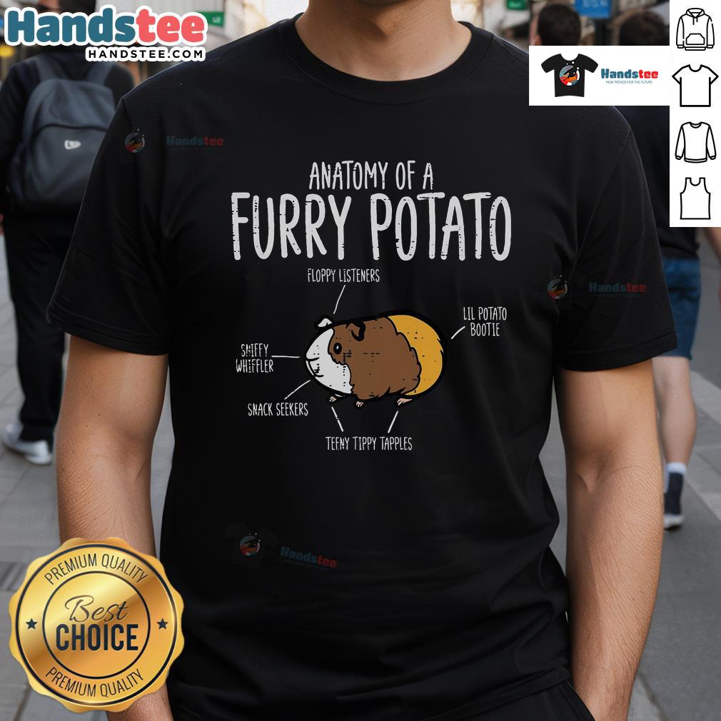 Funny Guinea Pig Anatomy Of Furry Potato Cavy T Shirt Funny Guinea Pig Anatomy graphic on a Furry Potato Cavy T-Shirt, showcasing cute illustrations and playful design.