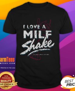 Funny I Love Milf Shake T-Shirt featuring playful graphics and vibrant colors, perfect for humorous casual wear.