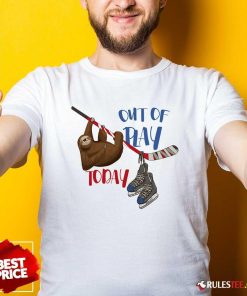 Funny Ice Hockey Out Of Play Today Sloth On Hockey Stick T-Shirt
