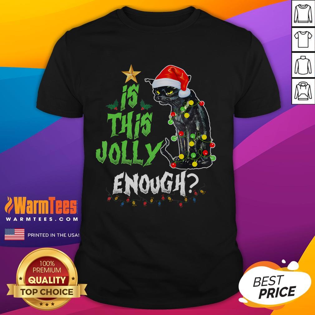 Funny Jolly Grumpy Santa Cat Funny Christmas Cat Lover T Shirt Funny Jolly Grumpy Santa Cat T-Shirt for Christmas lovers, featuring a humorous cat in a Santa hat, perfect for cat enthusiasts.
