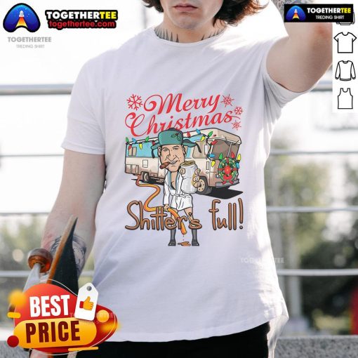 Funny Merry Christmas Shitters Full meme T-shirt featuring Cousin Eddie, perfect for holiday cheer and laughs.