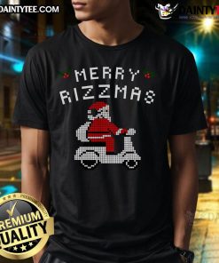 Funny Merry Rizzmas Christmas Santa Claus T-Shirt featuring a jolly Santa with a playful design perfect for festive celebrations.