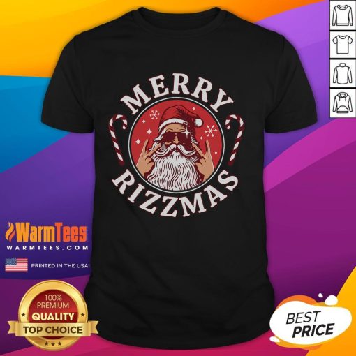 Funny Merry Rizzmas Sigmas Santa Claus Alpha Gen T-Shirt featuring a playful design perfect for holiday festivities.