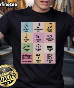 Funny music notes symbol on a T-shirt, perfect for musicians who appreciate humor and sarcasm in music-themed apparel.