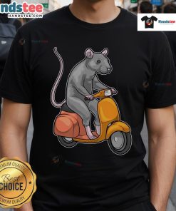 Funny Rat Scooter T-Shirt featuring a cartoon rat riding a scooter, perfect for animal lovers and humor enthusiasts.