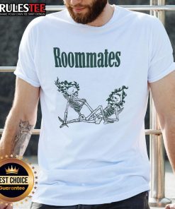 Funny Skeleton Lesbian Roommates T-Shirt featuring playful skeletons and vibrant colors, perfect for LGBTQ+ humor lovers.