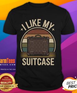 Funny vintage 'I Like My Suitcase' Trump meme T-shirt featuring a quirky design for humor and travel enthusiasts.