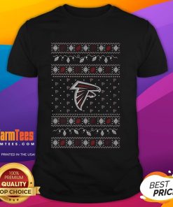 Stylish Atlanta Falcons holiday Christmas T-shirt featuring festive design, perfect for fans celebrating the season.