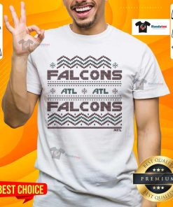 Stylish Atlanta Falcons holiday T-shirt featuring team colors and festive design, perfect for fans celebrating the season.