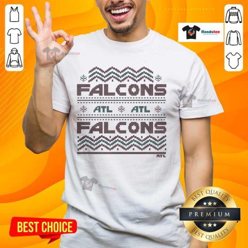 Stylish Atlanta Falcons holiday T-shirt featuring team colors and festive design, perfect for fans celebrating the season.