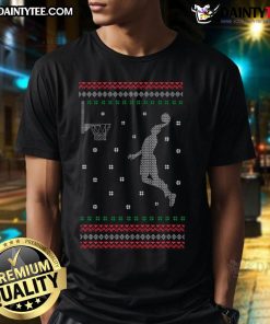 Good Basketball Dunking Christmas Ugly Xmas T-Shirt featuring a festive design for sports enthusiasts and holiday cheer.