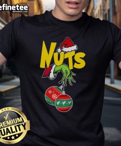 Funny Christmas couples t-shirt featuring 'Good Chest Nuts Matching Chestnuts' design with playful chestnut graphics.
