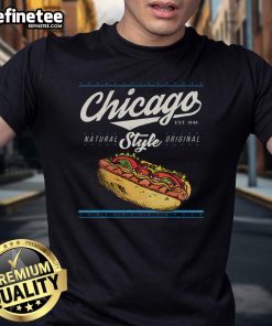 Good Chicago Hot Dog souvenir T-shirt featuring a vibrant hotdog graphic, perfect for tourists enjoying summer in Chicago.