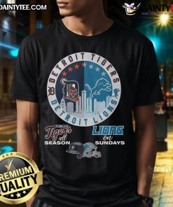 Good Detroit Tiger and Detroit Lions T-Shirt featuring team logos, perfect for fans of Detroit sports apparel.