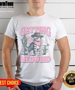 Alt Text: Good Meowdy Bachelorette Party Cowgirl T-Shirt featuring a cat bride design for a fun celebration.