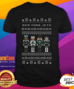 Good New York Jets Holiday Nutcracker T-Shirt featuring festive design and team colors, perfect for holiday celebrations.