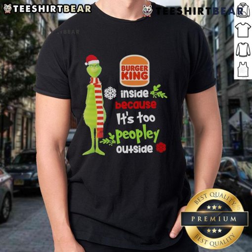 Good Santa Grinch Burger King Christmas T-Shirt, perfect for celebrating the holiday season indoors.