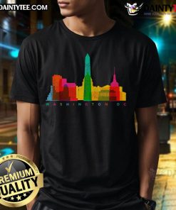Colorful vintage T-shirt featuring a vibrant Washington DC skyline design, perfect for city lovers and fashion enthusiasts.
