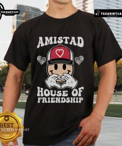 Happy Amistad House of Friendship T-Shirt showcasing vibrant school spirit design for friendly community events.