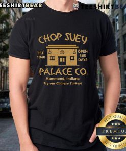 Alt Text: Happy Christmas Story Chop Suey Palace T-Shirt featuring festive graphics and vibrant colors for holiday cheer.