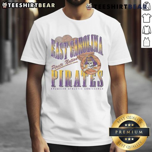 Alt Text: Happy East Carolina Pirates Baller Bounce T-Shirt featuring vibrant colors and logo, perfect for ECU fans.