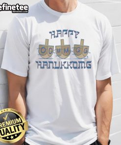 Happy Hanukkah T-Shirt featuring festive designs and vibrant colors, perfect for celebrating the holiday season.