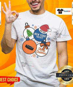 Happy Merry Christmas New York Hockey Est 1972 T-Shirt featuring festive design and vibrant colors for holiday spirit.