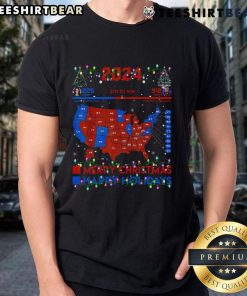 Alt Text: Hot 2024 Electoral Map Merry Christmas Trump Landslide Holiday T-Shirt featuring bold graphics and festive design.