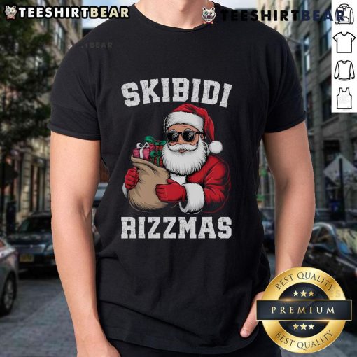 Hot Christmas Rizz Santa Claus Xmas T-Shirt featuring a festive Santa design, perfect for holiday celebrations and gifts.