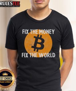 Hot Crypto Fix T-Shirt featuring a Bitcoin quote, promoting financial freedom and a better world through cryptocurrency.