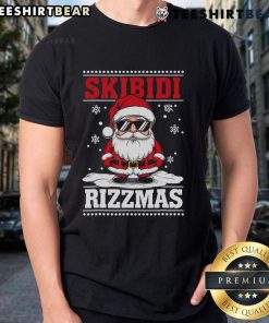 Trendy Christmas T-shirt featuring 'Hot Gen Alpha Slang' and Santa Skibidi Rizzmas graphic for festive fashion lovers.