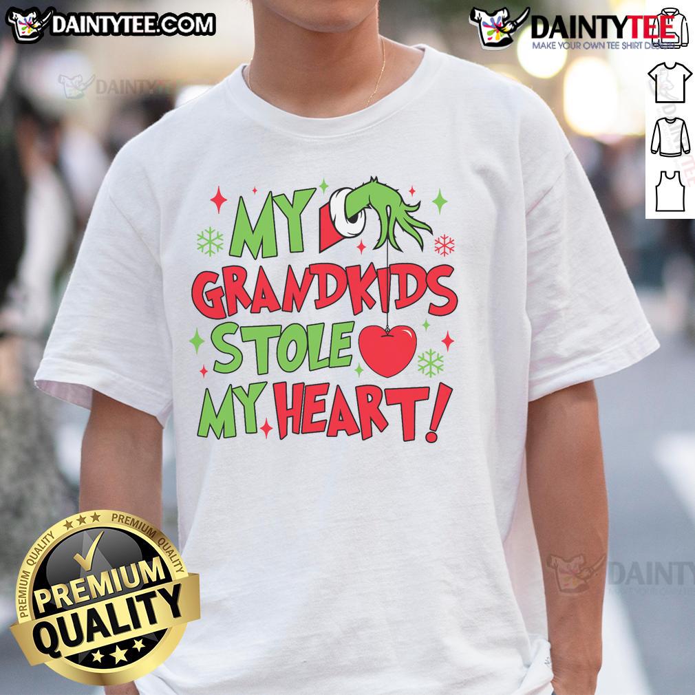 Hot My Grandkids Stole My Heart Vintage Grandma Christmas Xmas T Shirt Vintage Grandma Christmas T-Shirt featuring 'My Grandkids Stole My Heart' design, perfect holiday gift for proud grandmothers.