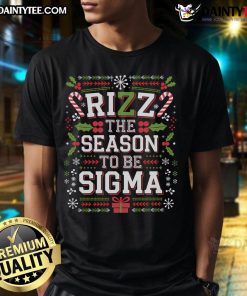 Alt Text: Hot Rizz The Season To Be Sigma Gen Alpha Xmas Santa Christmas T-Shirt featuring festive design and holiday vibes.