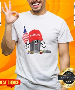 Hot Trump Maga Garbage Can Cartoon Character American Flag T-Shirt