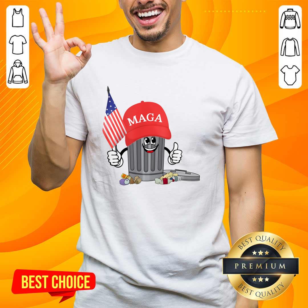 Shirt Hot Trump Maga Garbage Can Cartoon Character American Flag T-Shirt