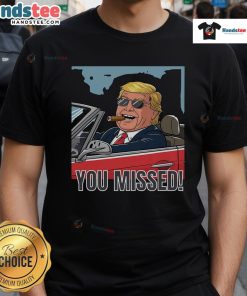 Hot Trump Victory T-Shirt featuring a man in a convertible, smoking a cigar, celebrating in style.