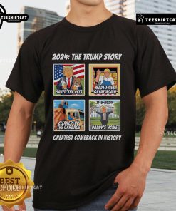 Hot Victory Trump 2024 Greatest Comeback Inauguration T-Shirt featuring bold graphics and patriotic colors for supporters.