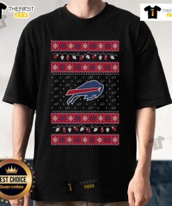 Buffalo Bills holiday Christmas T-shirt featuring festive design, perfect for NFL fans celebrating the season.