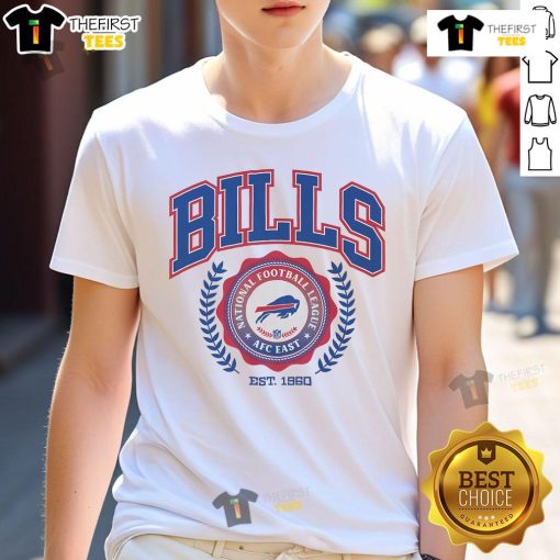 Nice Buffalo Bills Team Crest Est 1960 T-Shirt featuring the iconic logo and vibrant team colors.