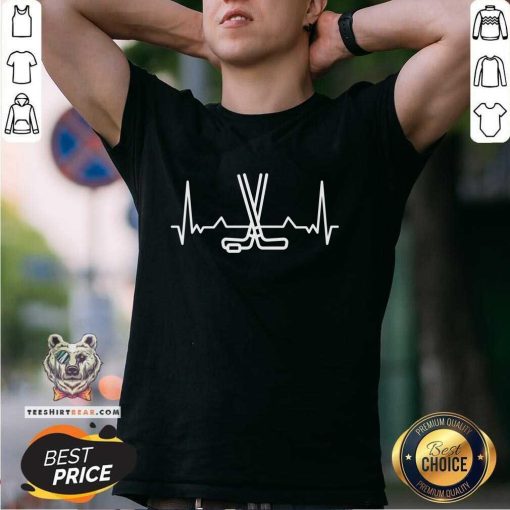 Nice Cool Ice Hockey Stick Heartbeat T-Shirt